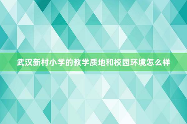武汉新村小学的教学质地和校园环境怎么样